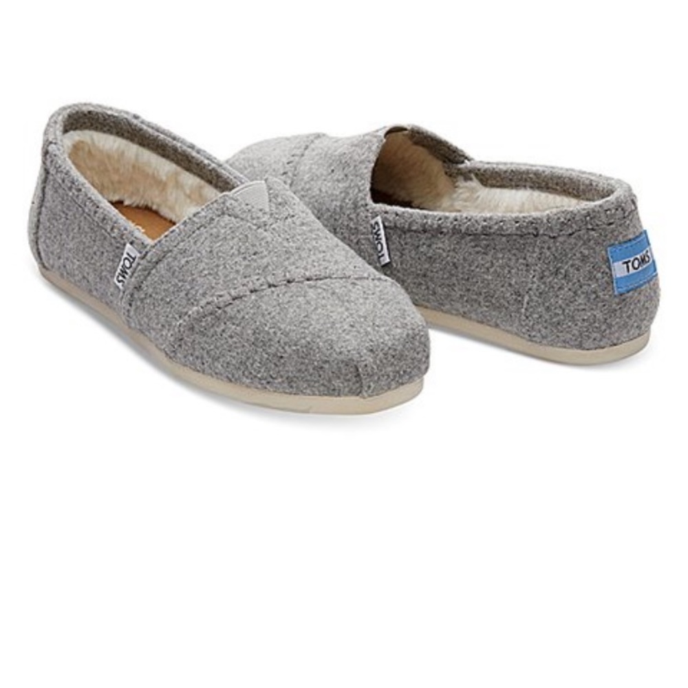 TOMS Drizzle Gray Faux Shearling-Lined Wool Classic Alpargata